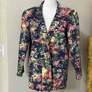 Gotcha Covered made in USA floral blazer jacket one button Sz S